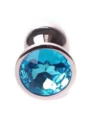 Анальна пробка - Jewellery Red Gold Plug Light Blue - мініатюра 2
