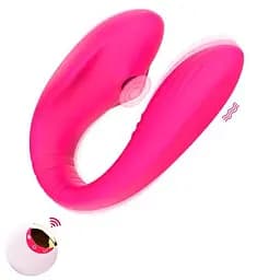 Вібратор вакуумний з пультом Jony силіконовий для пар 13 режимів вібрації 11,5 см фуксія