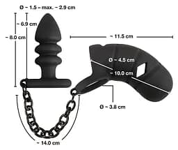 Пояс вірності для чоловіків Black Velvets Cock Cage With a Butt Plug 11.5 см чорний - мініатюра 6