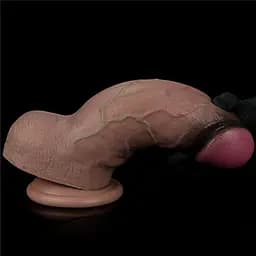 Фалоімітатор Dual-Layered Silicone Nature Cock 9.5'' 24.6 см (коричневий) - мініатюра 8