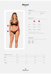 Комплект еротичної білизни Obsessive Nesari XS/S (чорний) - мініатюра 8