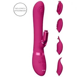 Вібратор-кролик Vive Etsu пульсація + 4 насадки рожевий