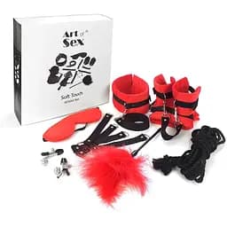 Набор БДСМ Art of Sex - Soft Touch BDSM Set, 9 предметов, Червоний