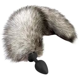 Силиконовая анальная пробка с хвостом из натурального меха Art of Sex size M Artctic fox