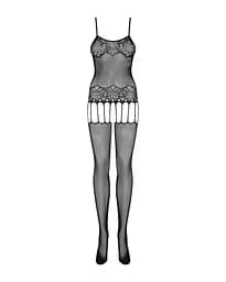 Бодістокінг Obsessive Bodystocking F235 тонкі підв'язки ніжний декор сіточка S/M/L - мініатюра 4