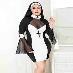 Еротичний костюм черниці JSY P71109 Plus size - мініатюра 3