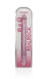 Двосторонній фалоімітатор RealRock Crystal Clear Double Dildo 18'' 45 см рожевий - мініатюра 2