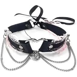 Сексуальний чокер Art of Sex - Karen з натуральної шкіри, Рожевий