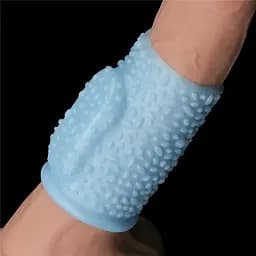 Насадка на пеніс Lovetoy Knights Ring Vibrating Drip 10 см блакитний - мініатюра 4