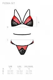 Комплект білизни Passion Peonia Set S/M red бра трусики - мініатюра 7