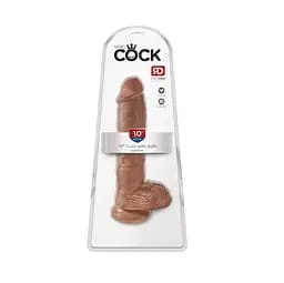 Фалоімітатор King Cock With Balls 10" 25 см коричневий - мініатюра 6