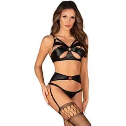 Комплект білизни Obsessive Armares otwarty M/L чорний