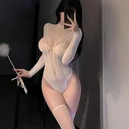 Сексуальный боди с открытой спиной и длинными рукавами Спандекс Белый S/M/L
