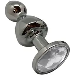 Металлическая анальна пробка Wooomy Lollypop Double Ball Metal Plug M диаметр 3.1 см длина 9.4 см