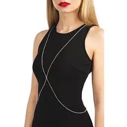 Сріблястий ланцюжок для бюста Bijoux Pour Toi Elena зі стразами Silver