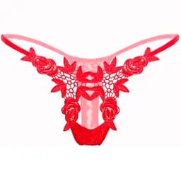 Трусики жіночі стрінги з квітковим принтом та пікантним вирізом S/M червоні