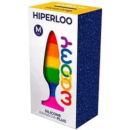 Силіконова анальна пробка Wooomy Hiperloo Silicone Rainbow Plug M діаметр 2.9 см довжина 11 см - мініатюра 3