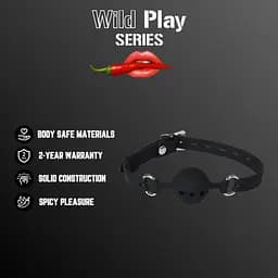Кляп із силіконовою кулькою Erospace Wild Play C14 4 см чорний - мініатюра 2