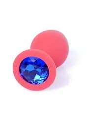 Анальна пробка - Jewellery Silicone Red Plug M Blue - мініатюра 3