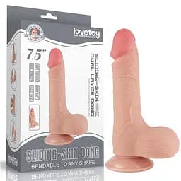 Фалоімітатор - Sliding-Skin Dual Layer Dong 7.5" Flesh #3 - мініатюра 1