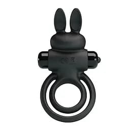 Віброкільце Pretty Love Vibro Penis Ring Bunny III 9.7 см чорний - мініатюра 4