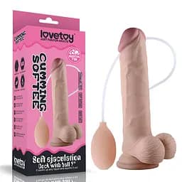 Фалоімітатор - Soft Ejaculation Cock With Ball 9" - мініатюра 1
