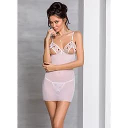 Сорочка з вирізами на грудях + стрінги LOVELIA CHEMISE white - Passion L/XL - мініатюра 3