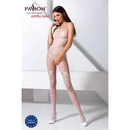 Ажурний бодістокінг із інтимними вирізами Passion BS076 white One size - мініатюра 2