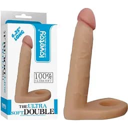 Насадка на пеніс з ерекційним кільцем Lovetoy The Ultra Soft Double 15.6 см тілесний