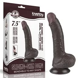 Фалоімітатор Sliding-Skin Dual Layer Dong 7.5'' 19.5 см чорний - мініатюра 13