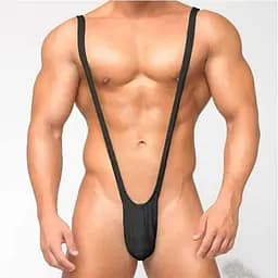 Чоловічі стрінги-комбінезон великого розміру біфлекс для вечірок M-L-XL чорні