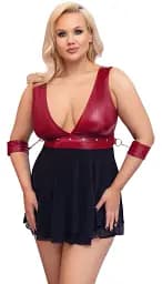 Сорочка Cottelli Collection Bondage Plus Babydoll 4XL чорний з червоним - мініатюра 3