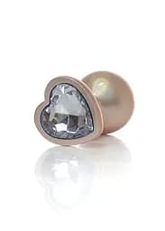 Анальна металева пробка Plug-Jewellery Pearl Gold Heart PLUG- Clear M Boss Series 64-00136 100344 - мініатюра 5