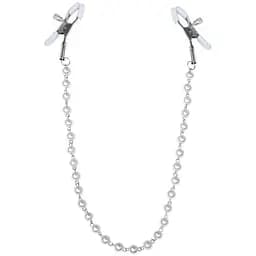 Затискачі для сосків з перлами Feral Feelings - Nipple clamps Pearls, срібло/білий