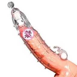 Вібруюча насадка для подовження пенісу силіконова 220 мм Crystal Skin Vibro прозора - мініатюра 2