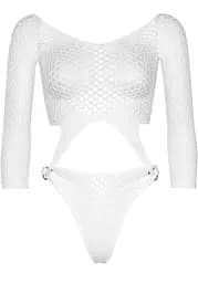 Боді Leg Avenue Top bodysuit with thong back White - мініатюра 3