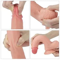 Фалоімітатор - Dual-Layered Silicone Cock 8" Flesh #2 - мініатюра 4