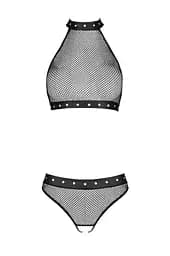 Білизна з відкритим доступом Passion MOONLIGHT Set XXL/XXXL black топ стрінги - мініатюра 3