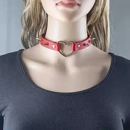 БДСМ чокер с сердцем и шипами Красный