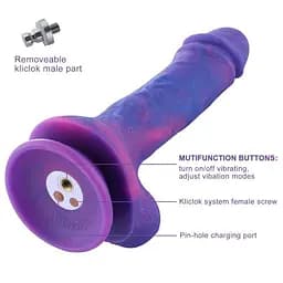 Фалоімітатор 8.2″ з вібрацією для секс-машин Hismith Purple Silicone Dildo with Vibe, KlicLok - мініатюра 4