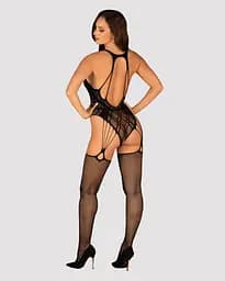 Бодістокінг Obsessive Bodystocking G324 black силуетний малюнок S/M/L - мініатюра 4