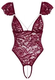 Боді Cottelli Lingerie Pearls S (бордовий) - мініатюра 5