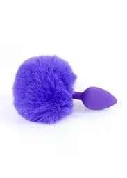 Анальна пробка - Bunny Tail Silicone Purple Plug Purple - мініатюра 4