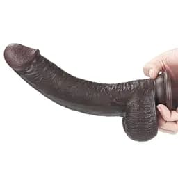 Фалоімітатор LoveToy Sliding Skin з подвійного матеріалу 23 см коричневий - мініатюра 12
