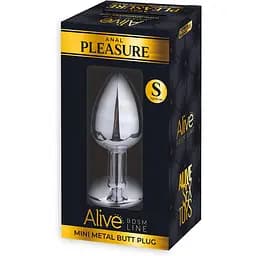 Металева анальна пробка Alive Mini Metal Butt Plug з кристалом Red S - мініатюра 2