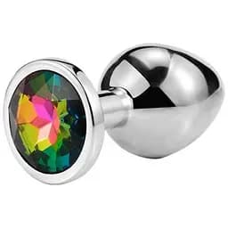 Анальна пробка Passion Rainbow сталева з кристалом розмір S 2.8х7 см (4821002030248)