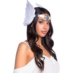 Повязка на голову с крыльями Leg Avenue FeaTher headband White, перья и натуральная кожа