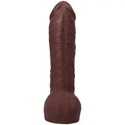 Фалоімітатор Doc Johnson The Realistic Cock ULTRASKYN 12 Inch Hung with Balls, шоколадний - мініатюра 4