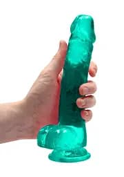 Фалоімітатор RealRock Crystal Clear 8" 21 см (зелений) - мініатюра 4