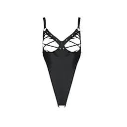 Боді з екошкіри Passion Celine Body black: з доступом відкритий L/XL - мініатюра 5